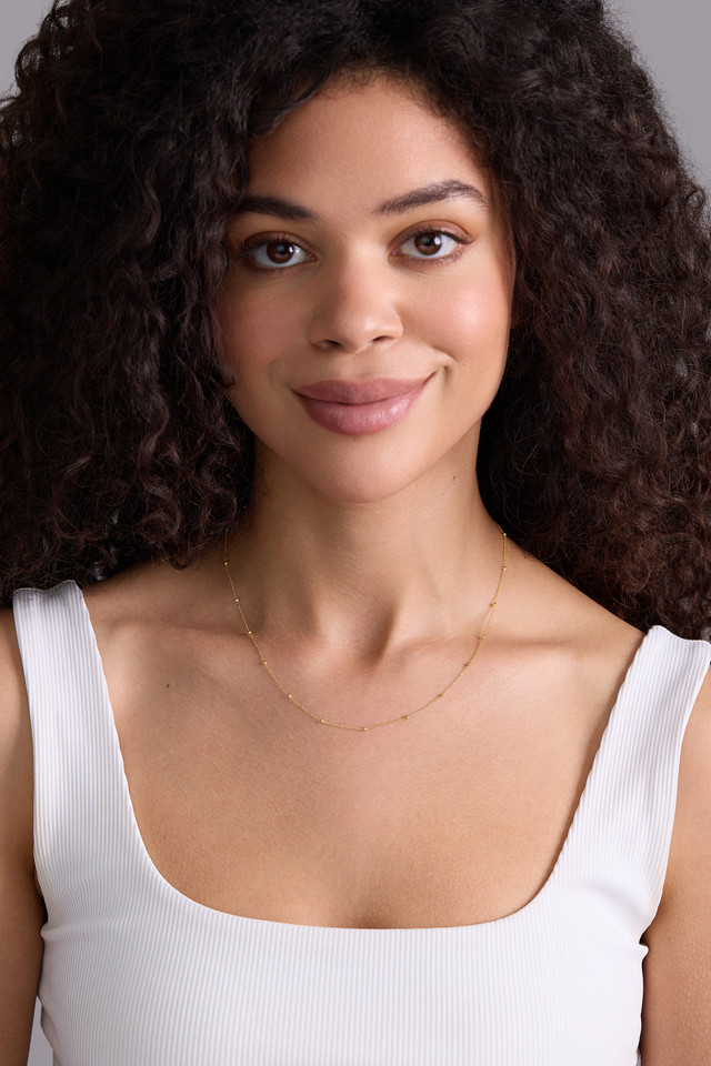 14K Yellow Gold Bony Levy Beaded Chain Necklace