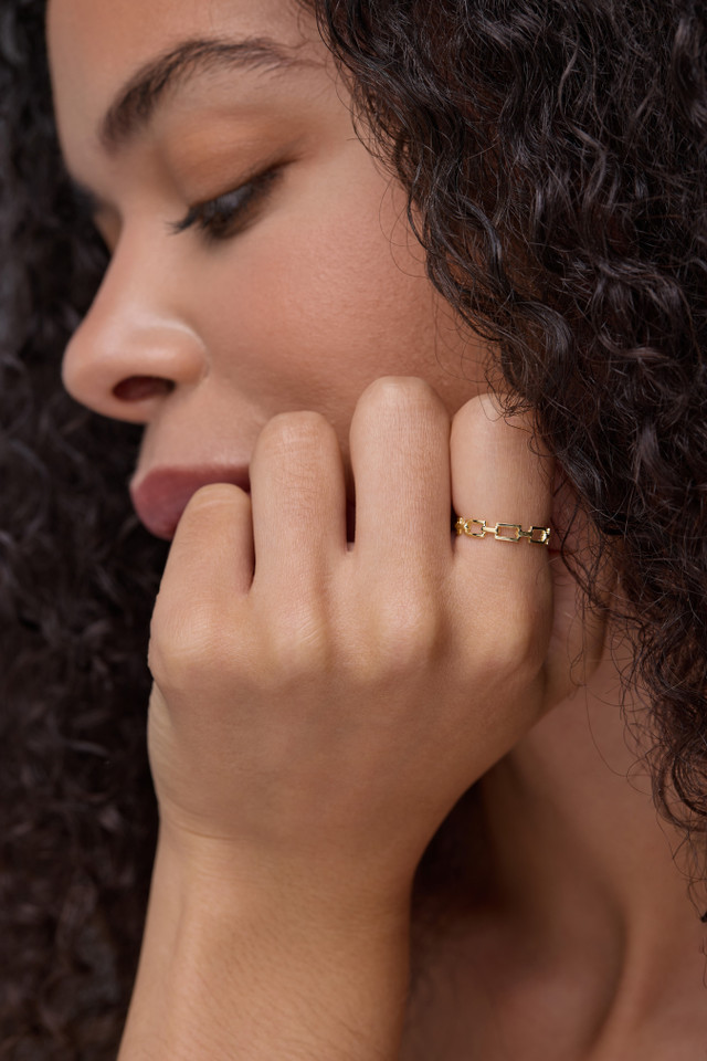 14K Yellow Gold Bony Levy Stackable Link Ring