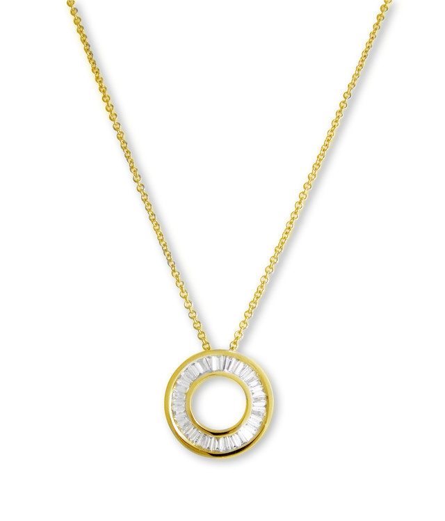 18K Yellow Gold Small Diamond Circle of Life Pendant Necklace