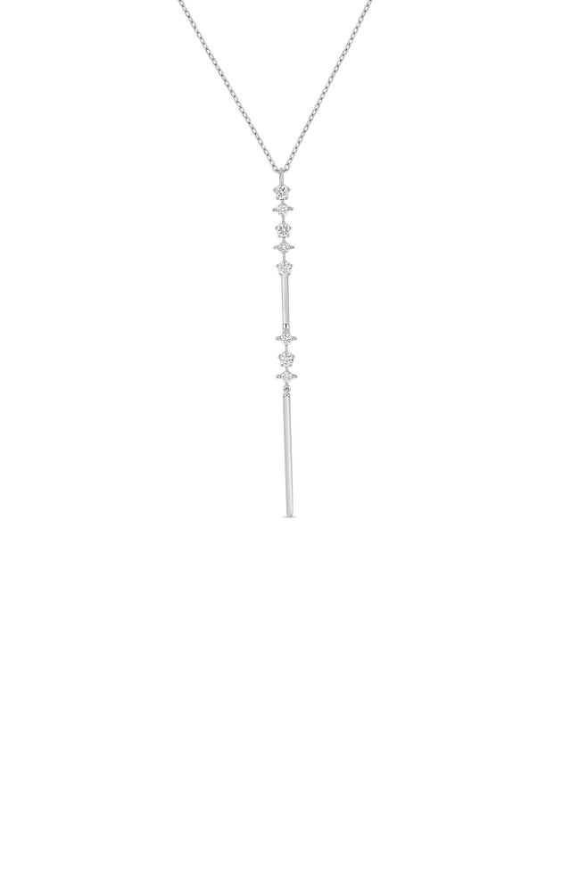 18K White Gold Natural Diamond Aviva Linear Pendant Y-Necklace