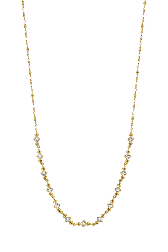 18K Yellow Gold Diamond Mykonos Single Strand Necklace