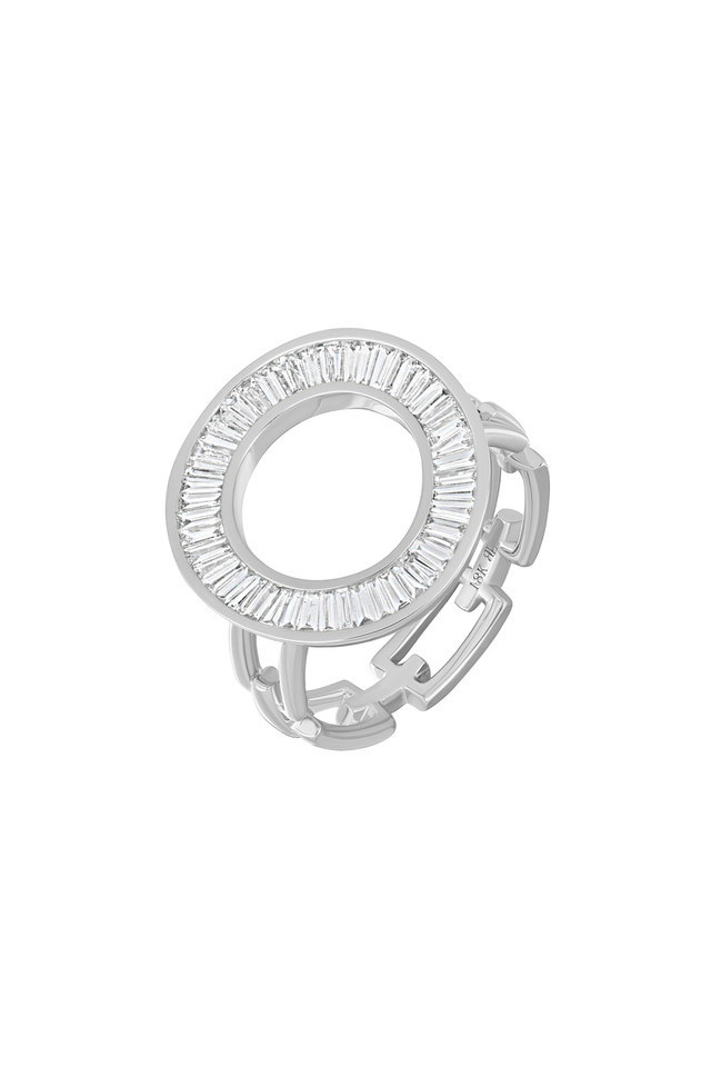 18K Yellow Gold Medium Natural Diamond Circle of Life Chain Link Ring
