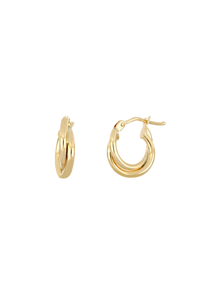 14K Yellow Gold Bony Levy Small Overlap Hoop Earrings