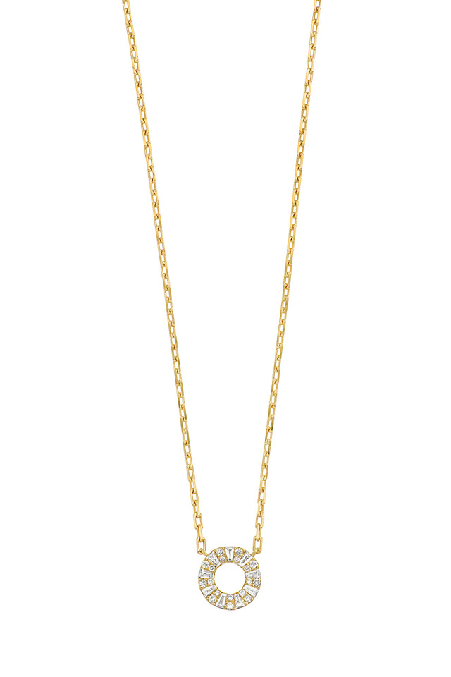 18K Yellow Gold Diamond Circle of Life Mini Mozaic Pendant Necklace