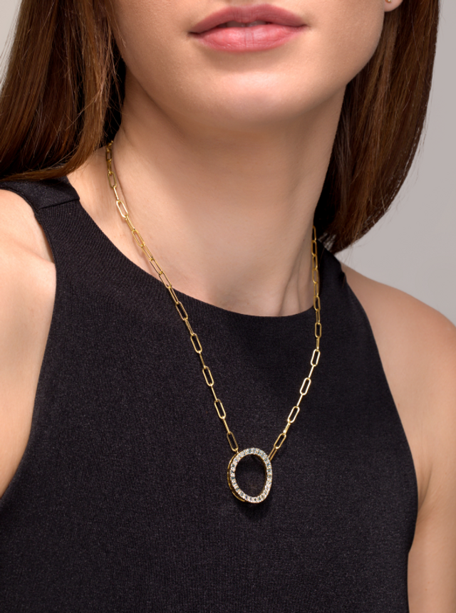 18K Yellow Gold Circle of Life Large Mozaic Pendant Necklace