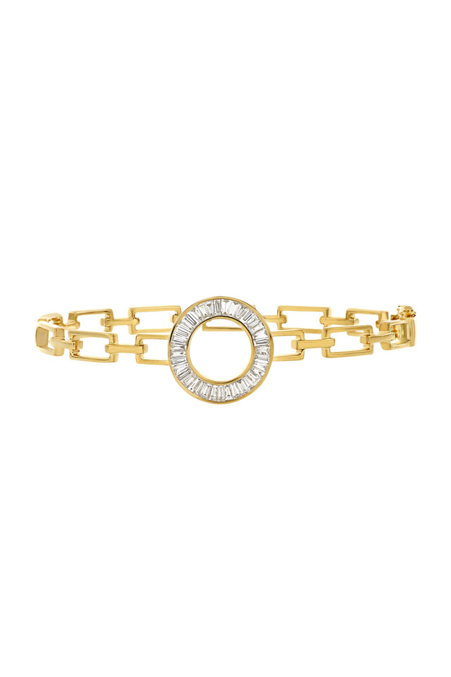 18K Yellow Gold Medium Natural Diamond Circle of Life Bangle Bracelet