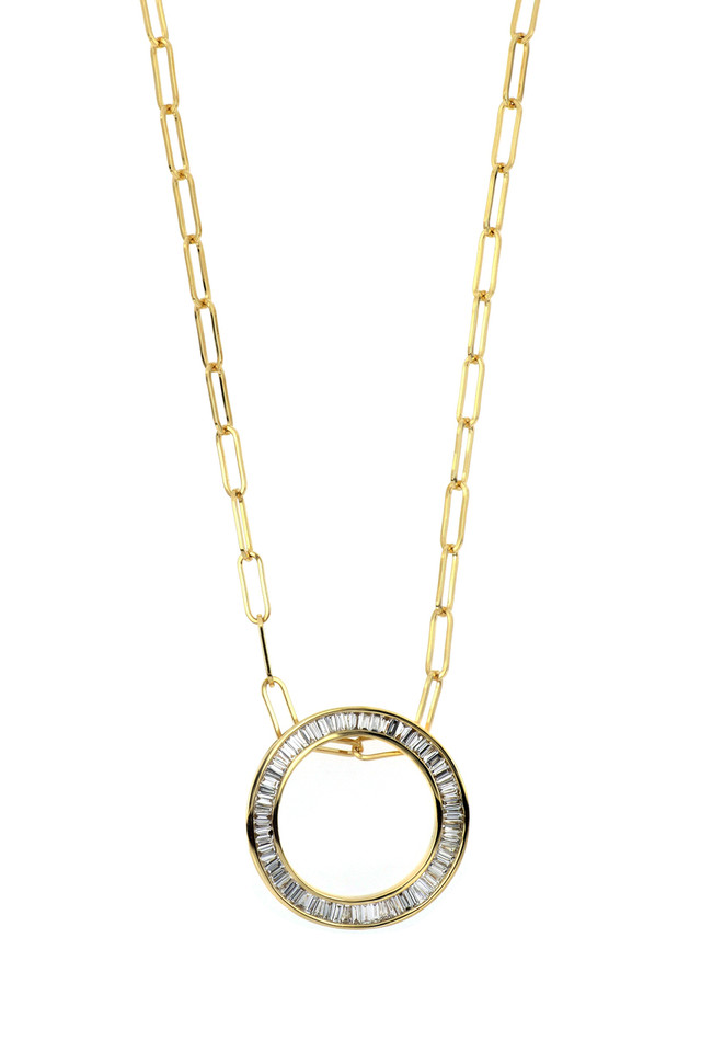 18K Yellow Gold Large Diamond Circle of Life Pendant Necklace