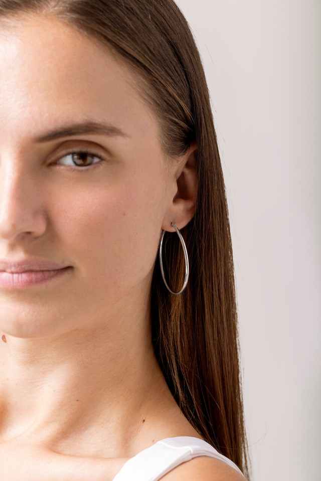 14K White Gold Bony Levy Large Bold Hoop Earrings 