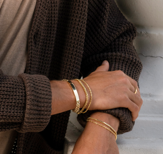 14K White Gold Men's Box Chain Bracelet