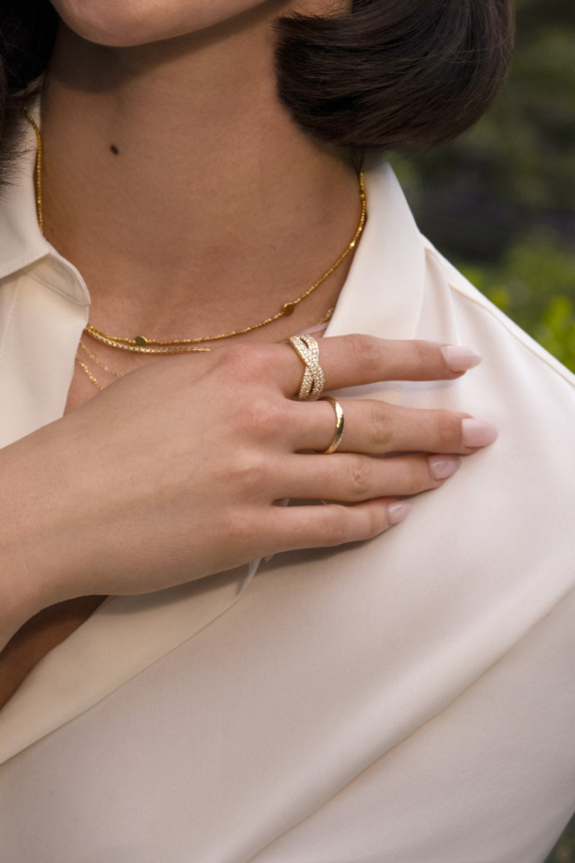 14K Yellow Gold Bony Levy Textured Stackable Ring