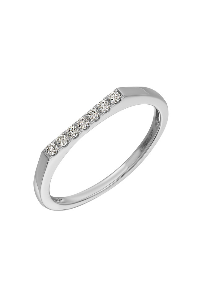 18K White Gold Diamond Bardot Stackable Bar Ring