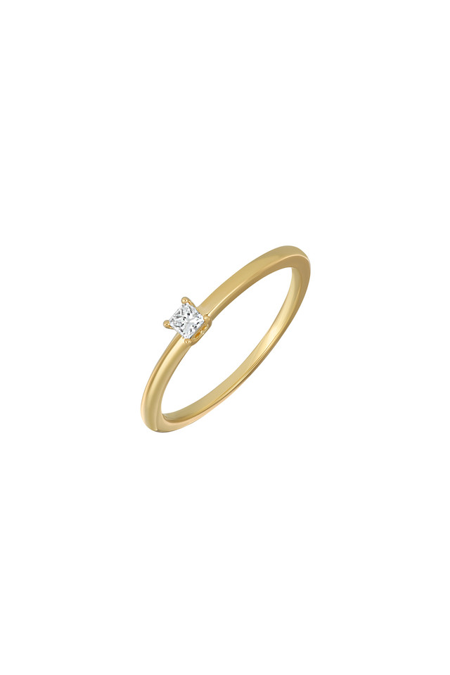 18K Yellow Gold Solitaire Diamond Liora Stackable Ring