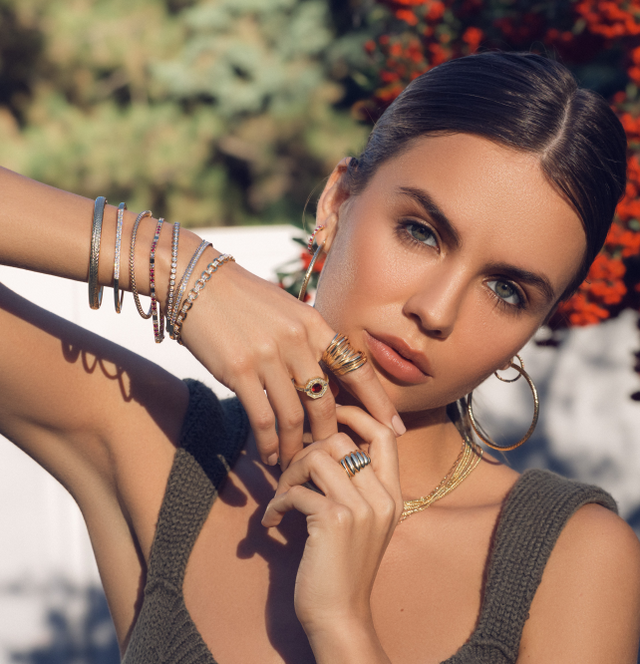 18K Yellow Gold Diamond Audrey Bangle