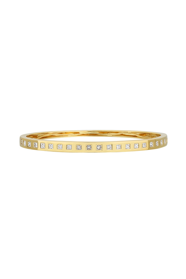 18K Yellow Gold Natural Diamond Cleo Bangle Bracelet