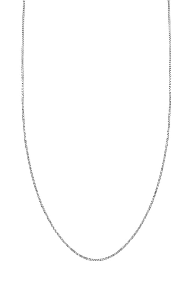14K White Gold Men's Square Wheat Chain Necklace