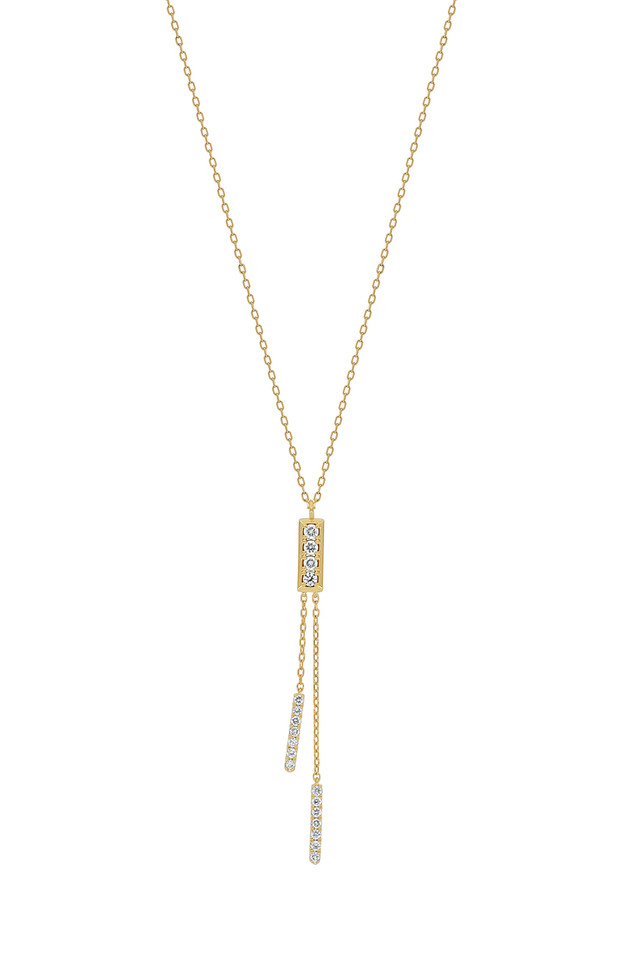 18K Yellow Gold Diamond Bardot Y-Neck Necklace