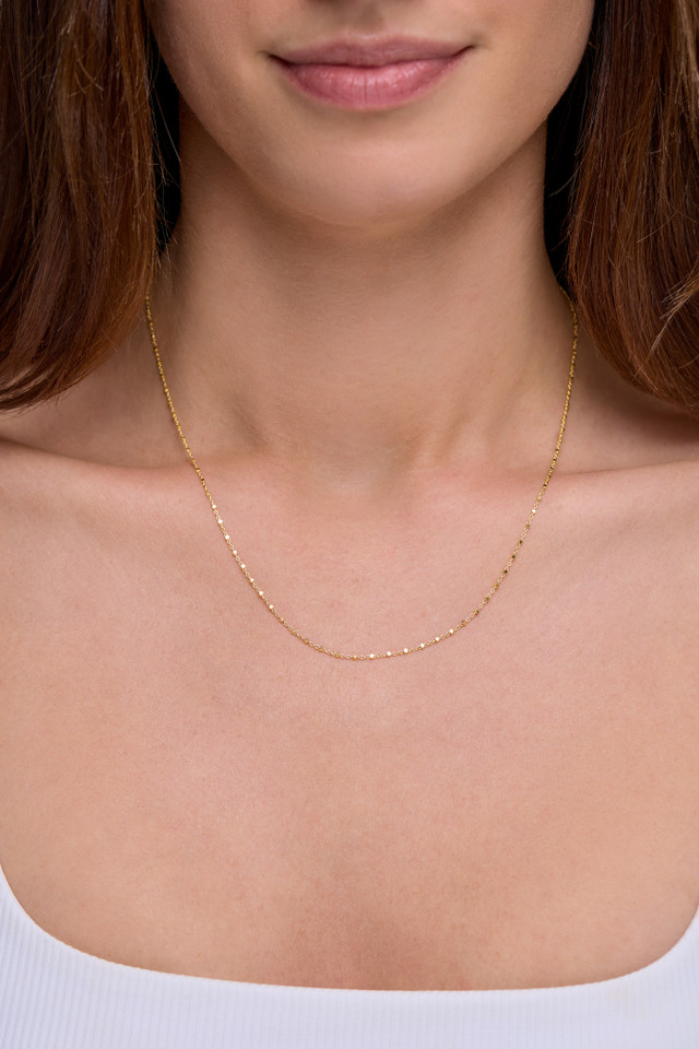 14K Yellow Gold Bony Levy Beaded Chain Station Necklace