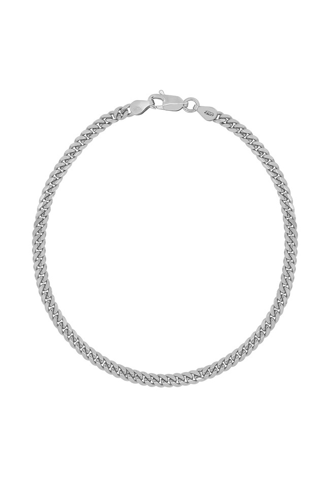 14K White Gold Men's Curb Link Chain Bracelet