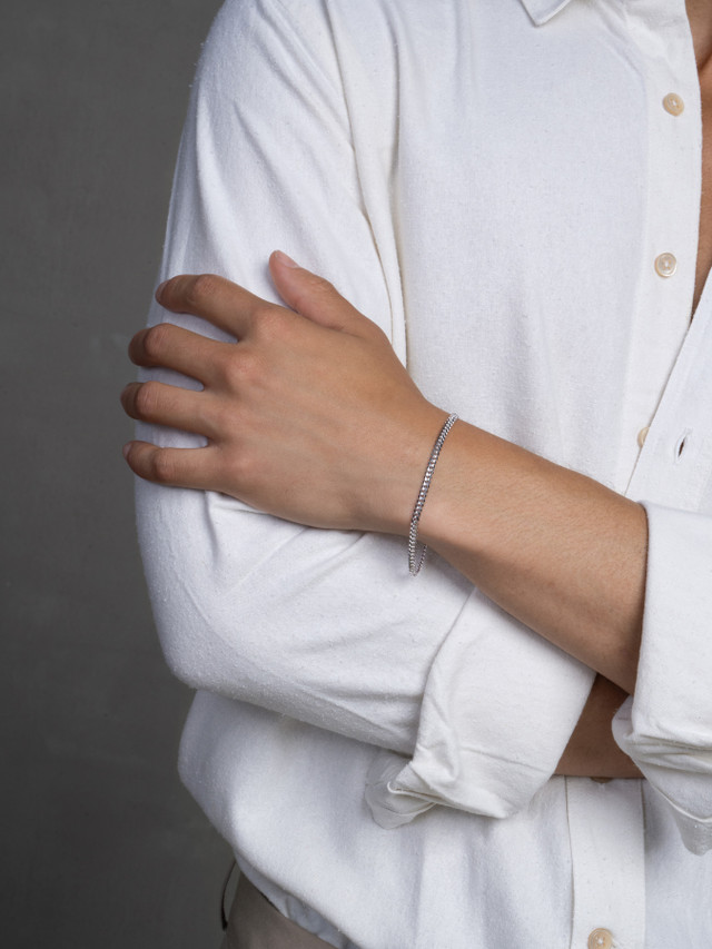 14K White Gold Men's Curb Link Chain Bracelet