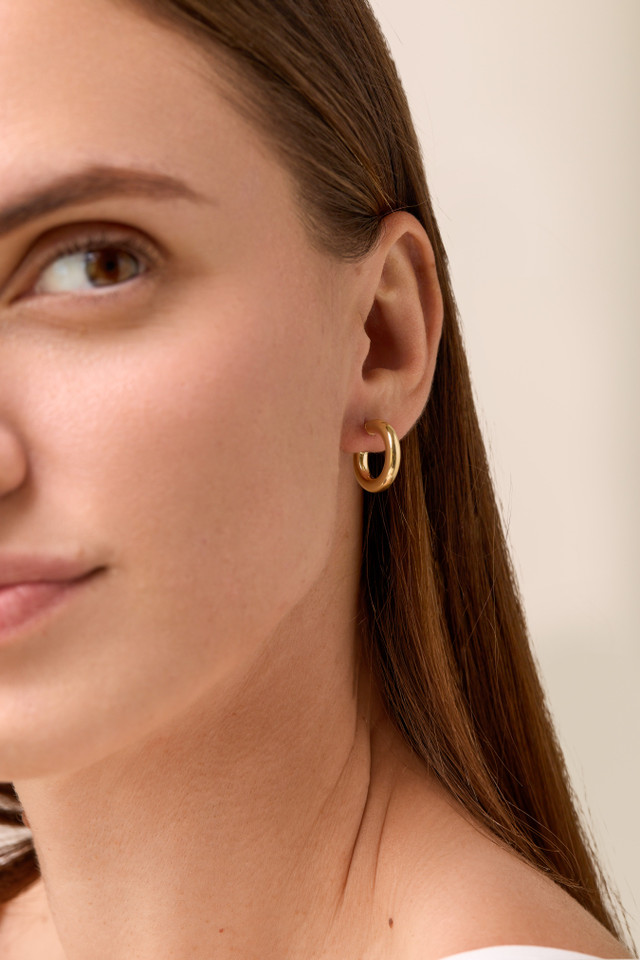 14K Yellow Gold Bony Levy Small Essentials Thin Hoop Earrings