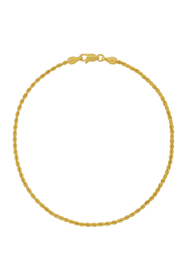 14K Yellow Gold Men's Rope Chain Bracelet