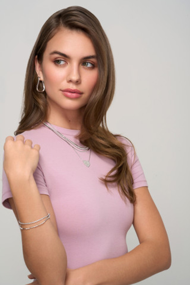 14K White Gold Large Wavy Hoop Earrings