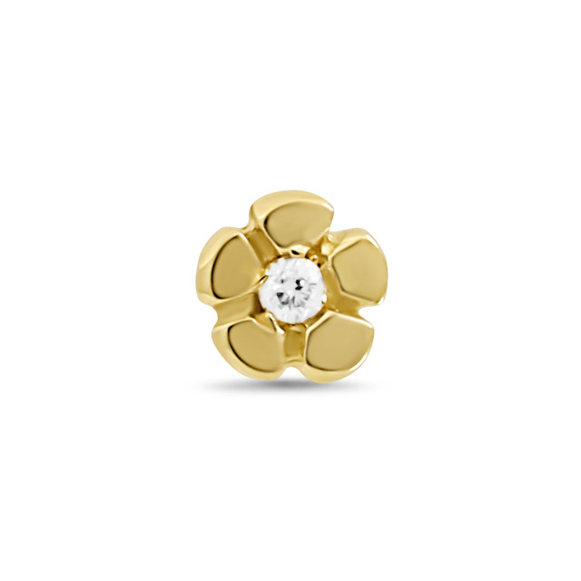 18K Yellow Gold Natural Diamond Bony Levy Icon Flower Stud Earrings 