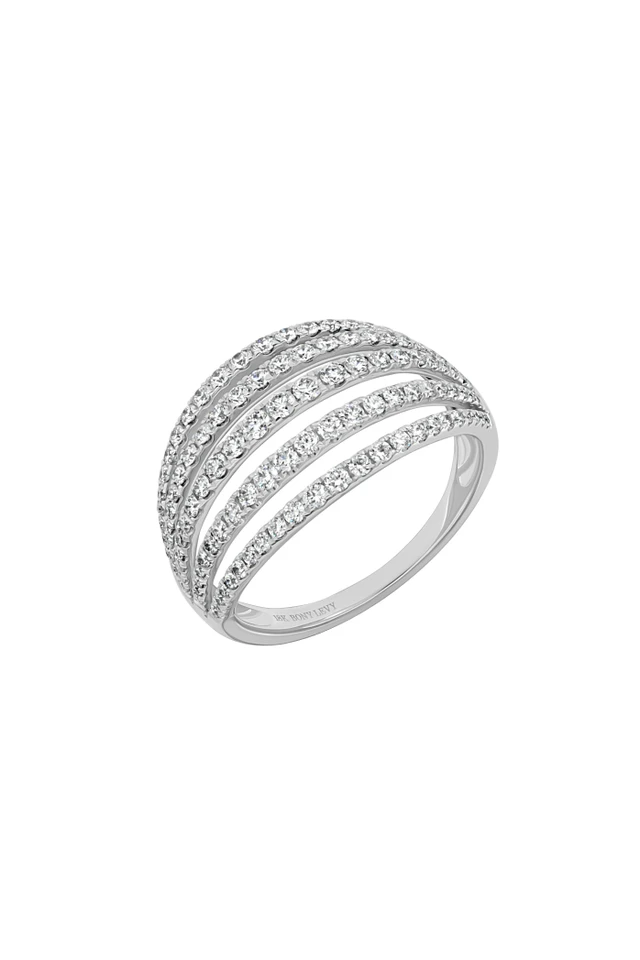 18K White Gold Natural Diamond Bardot Wide Ring