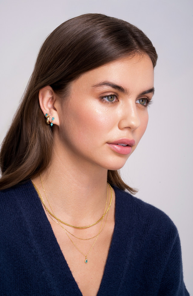 14K Yellow Gold Paraiba Topaz Pear Shape Stud Earrings