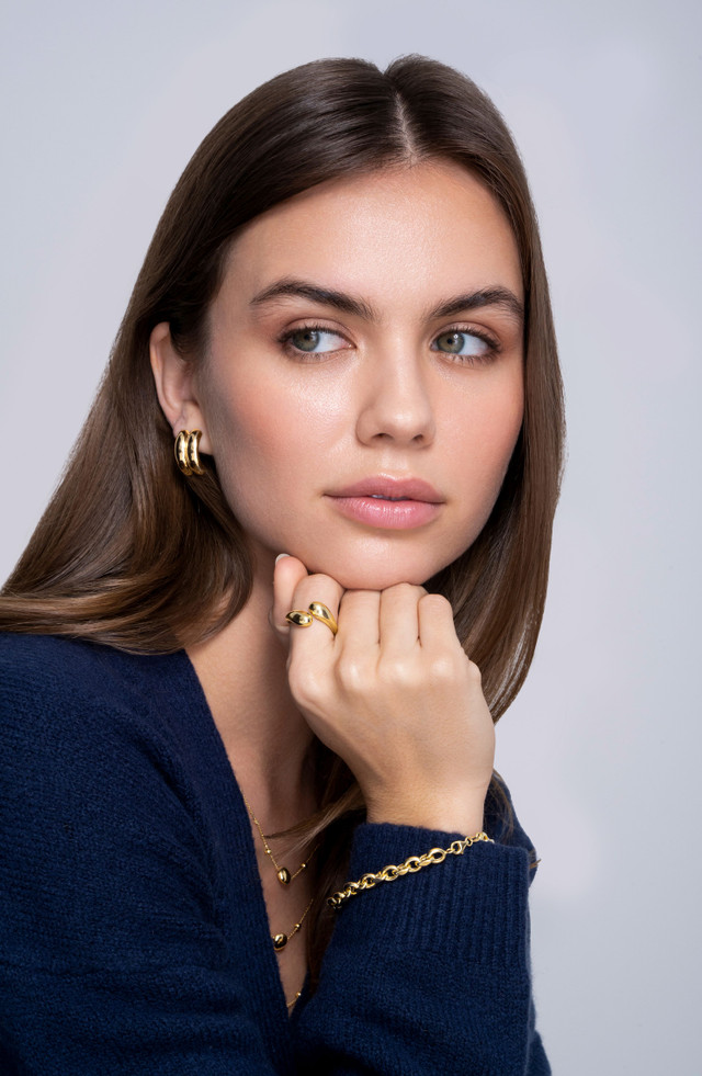 14K Yellow Gold Puffy Bypass Ring