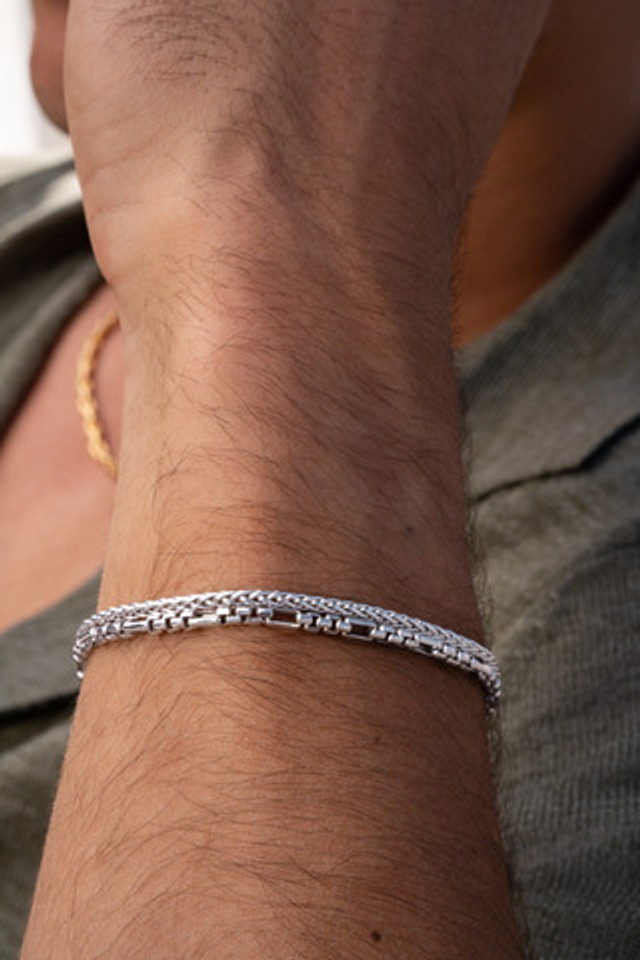 14K White Gold Bony Levy Men's Chain Bracelet