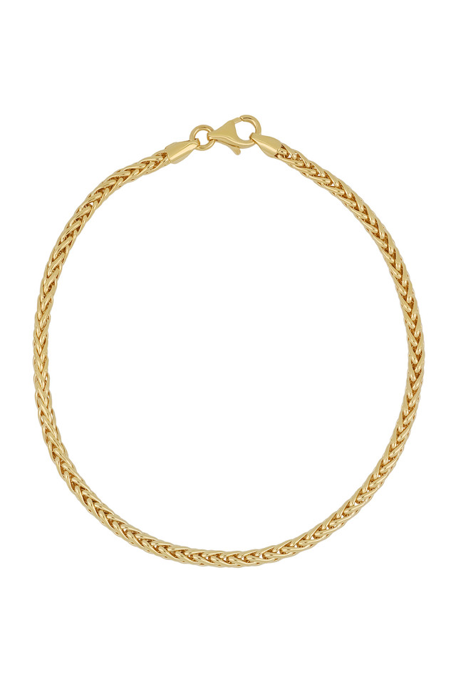 14K Yellow Gold Bony Levy Men's Wheat Chain Bracelet