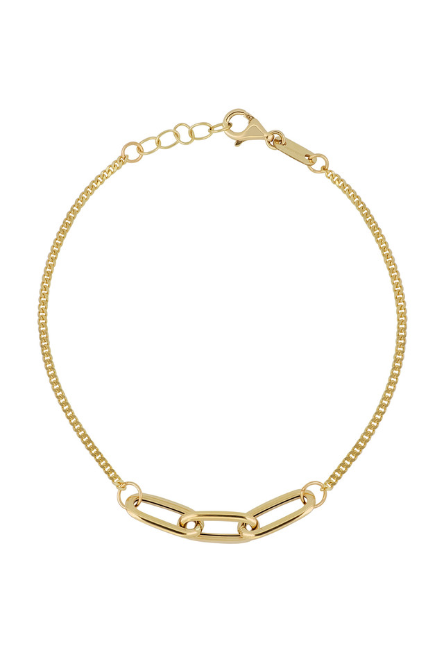 14K Yellow Gold Bony Levy Curb and Link Chain Bracelet