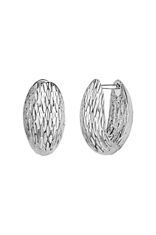 14K White Gold Bony Levy Textured Round Huggie Earrings