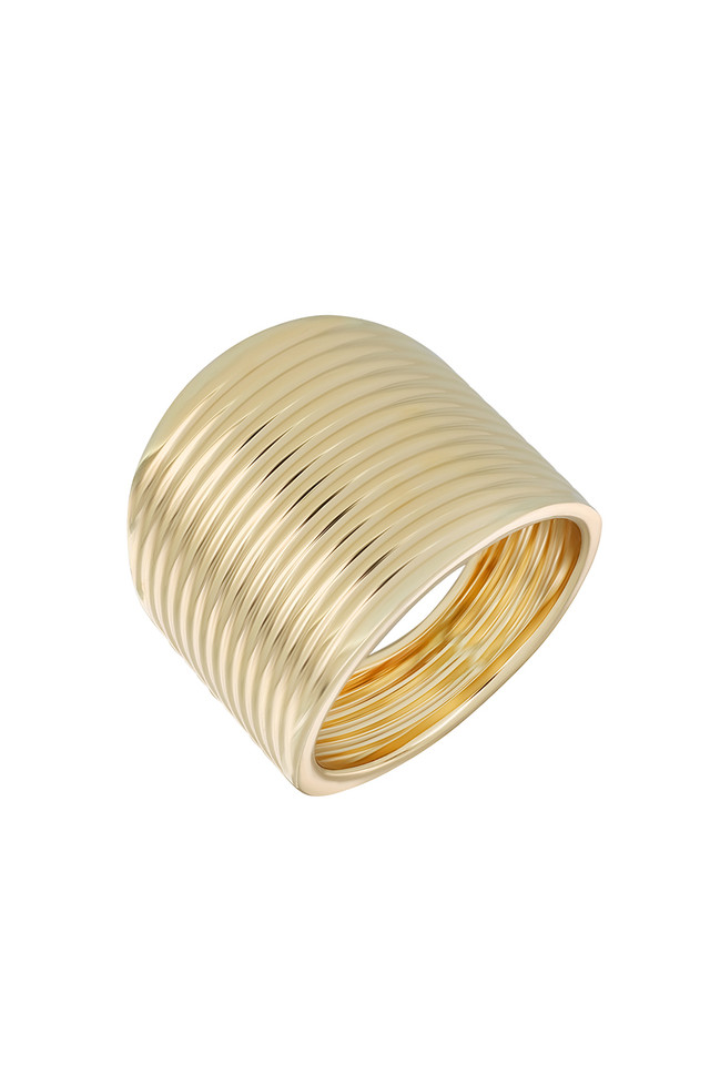 14K Yellow Gold Bony Levy Coil Textured Wide Band Ring