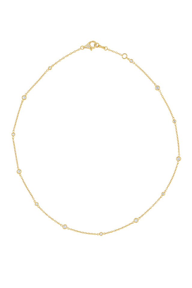 18K Yellow Gold Diamond Monaco Luxury Diamond-by-the-Yard Necklace