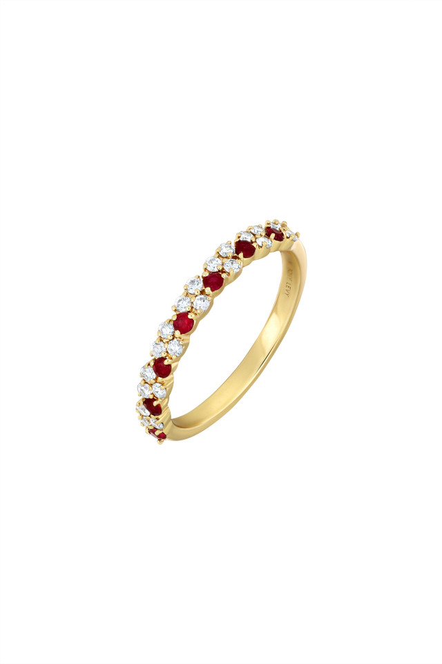 18K Yellow Gold Ruby w/ Diamond El Mar Versatile Stack Ring