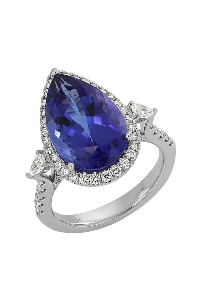 18K White Gold Tanzanite w/ Diamond Bony Levy Limited Edition Royal Cascade Statement Ring