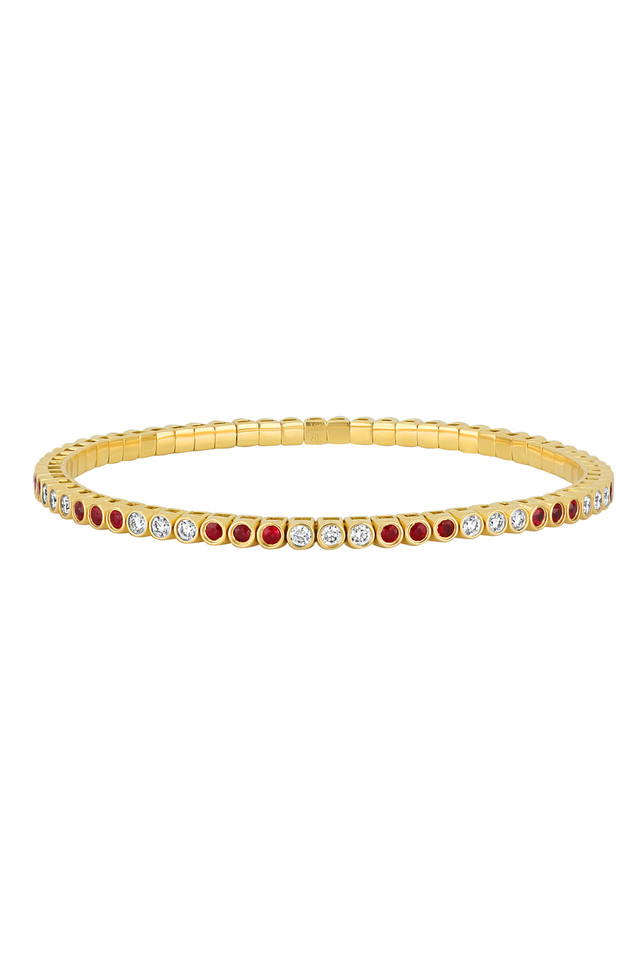 18K Yellow Gold Ruby w/ Diamond El Mar Tennis Bracelet