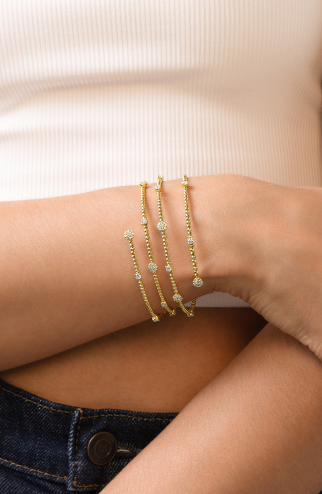 18K Yellow Gold Natural Diamond Bardot Multi-Strand Wrap Bracelet