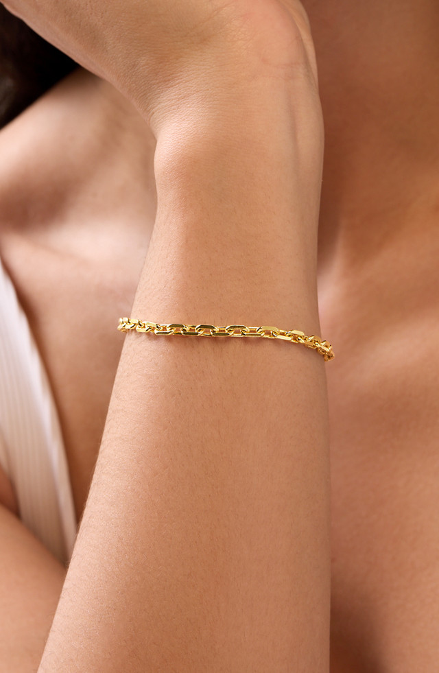 14K Yellow Gold Bony Levy Smooth Link Chain Bracelet