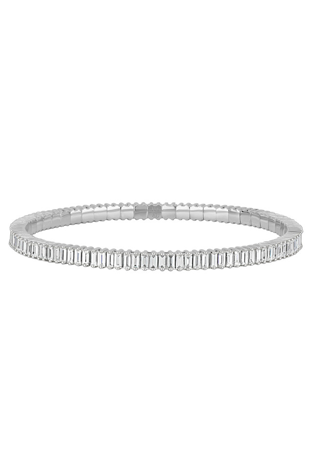 18K White Gold Diamond Gatsby Elegant Stretch Bracelet