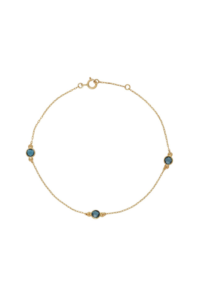 14K Yellow Gold Three Topaz Bony Levy Color Line Bracelet