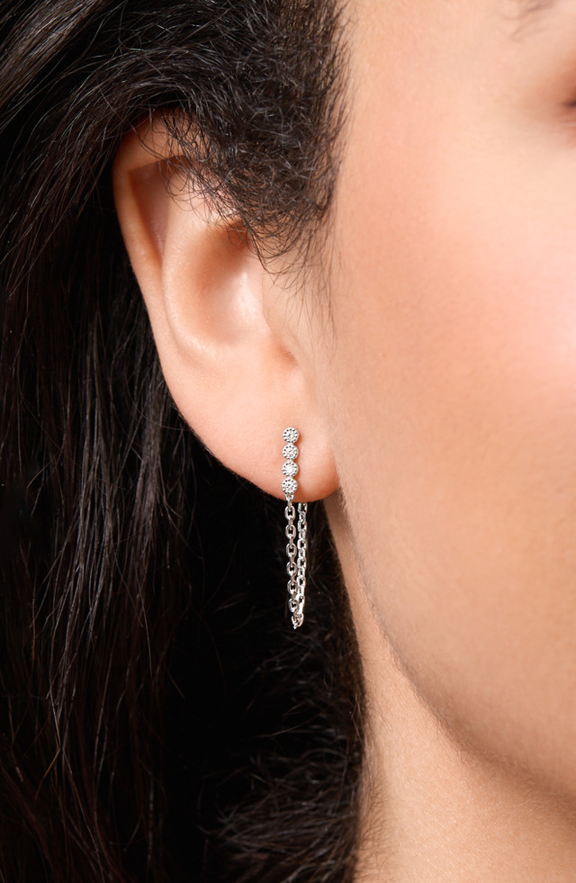 18K White Gold Diamond Varda Chain Drop Earrings