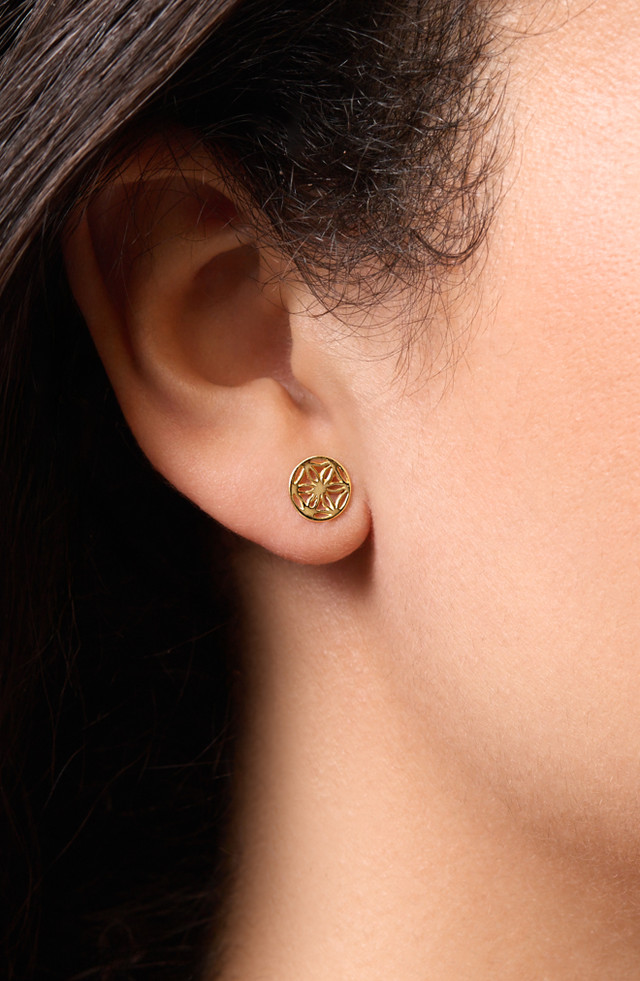 14K Yellow Gold Bony Levy Small Circle Stud Earrings