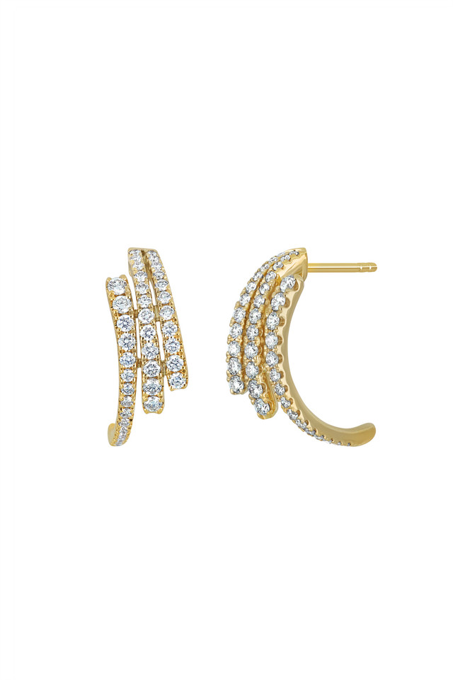 18K Yellow Gold Diamond Bardot Glamour Stud Earrings