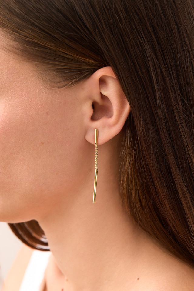 14K Yellow Gold Bony Levy  Linear Earrings