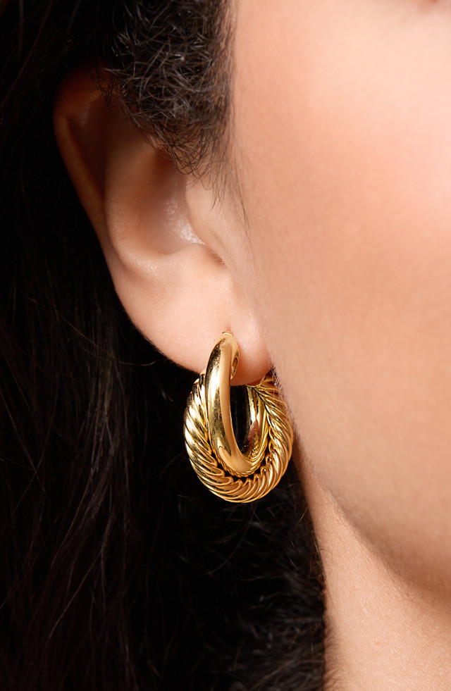 14K Yellow Gold Bony Levy  Hoop Earrings