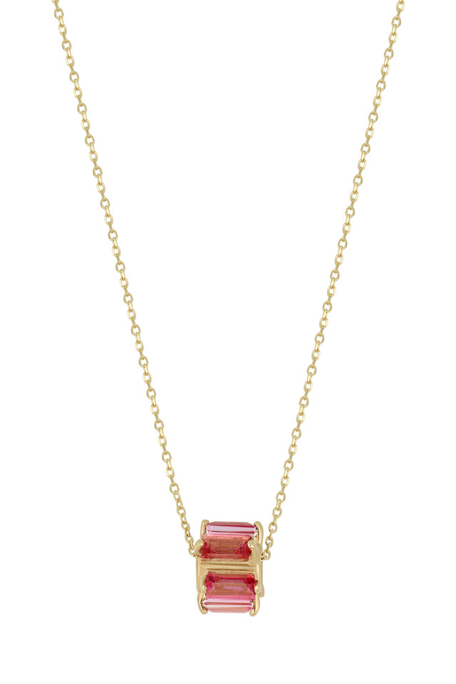 14K Yellow Gold Pink Topaz Bony Levy Color Short Single Strand Necklace