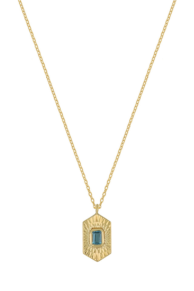 14K Yellow Gold London Blue Topaz Bony Levy Color Pendant Necklace